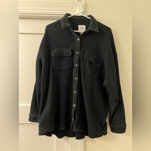 Black Aerie Waffle oversized button down
